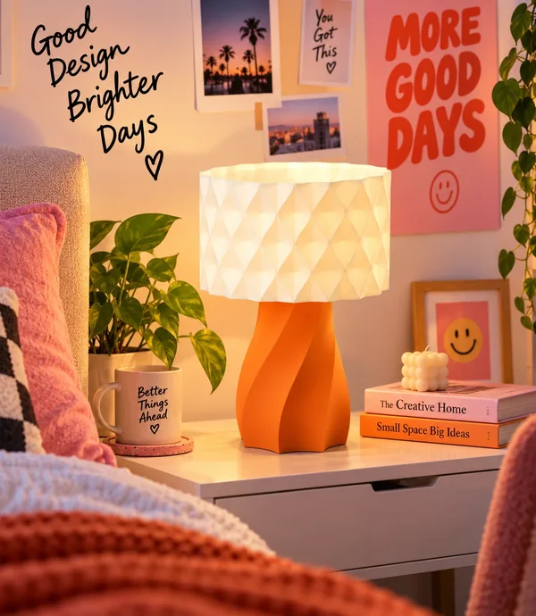 Twirl Glow Table Lamp in a warm bedroom
