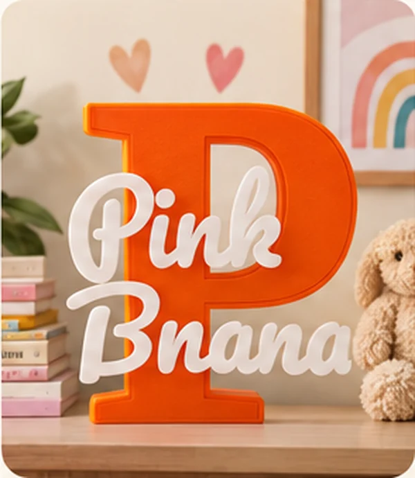 Bright personalised kids name sign in a playful room