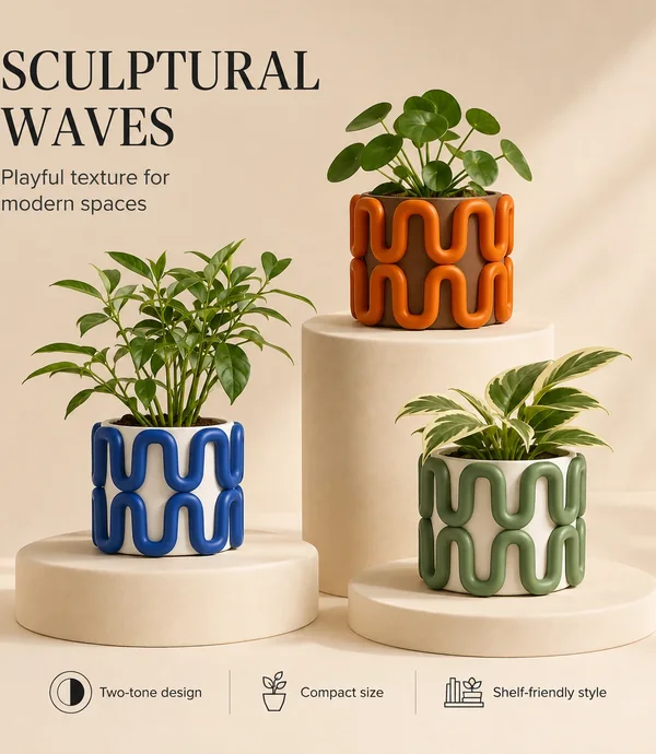 Ripple Root wavy indoor planter