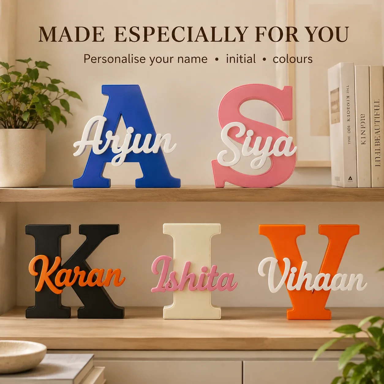 Pink Bnana personalised 3D kids name sign detail view