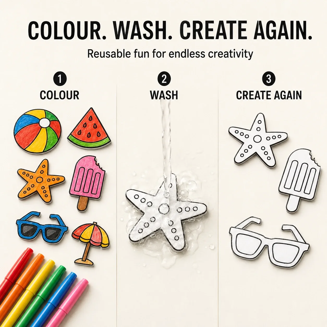 Pink Bnana Sunshine Scribble summer colouring kit detail view