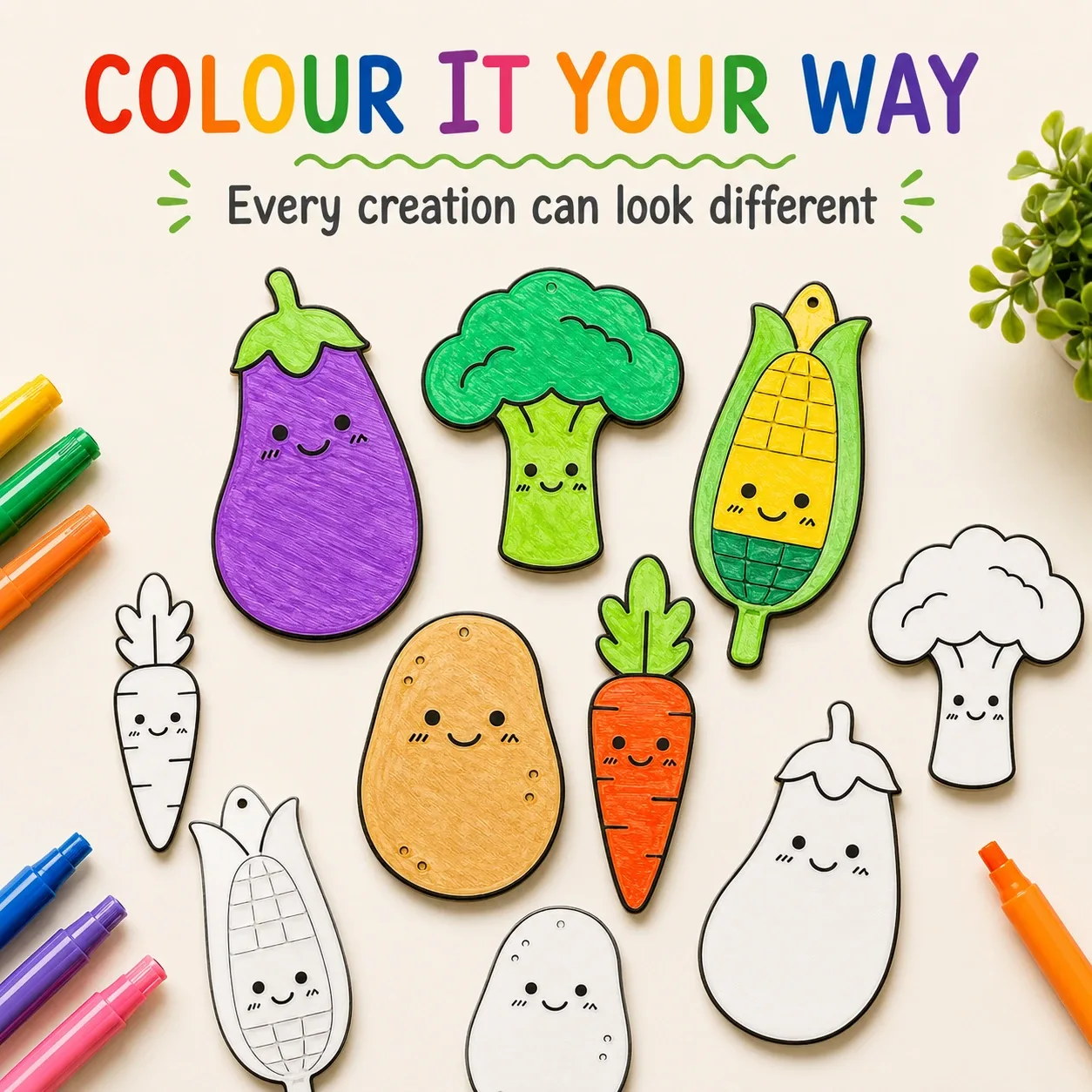 Pink Bnana Garden Giggles kids colouring kit detail view
