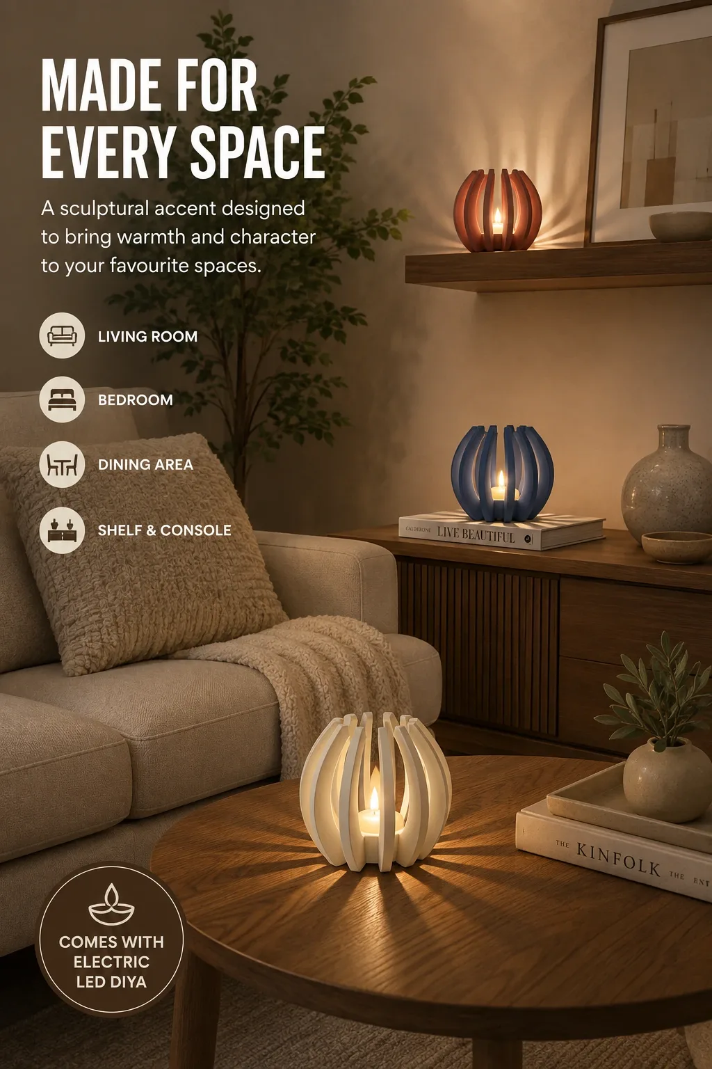 Pink Bnana Shadowplay Glow LED tealight holder detail view