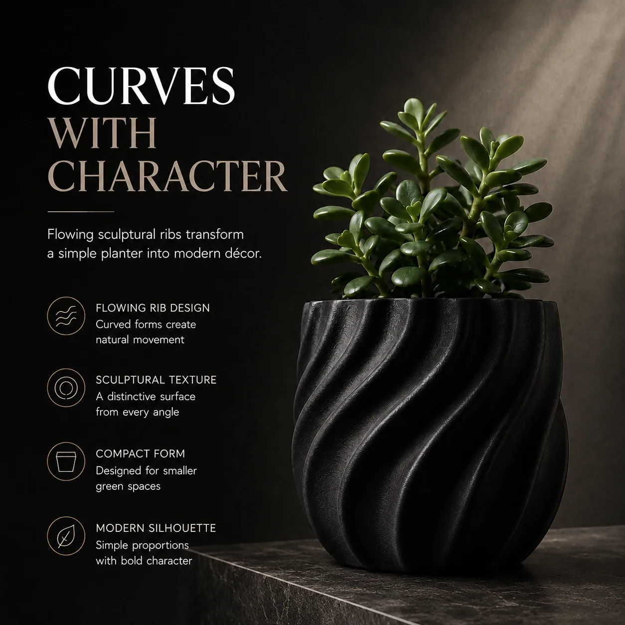Pink Bnana Curvegroove Planter detail view