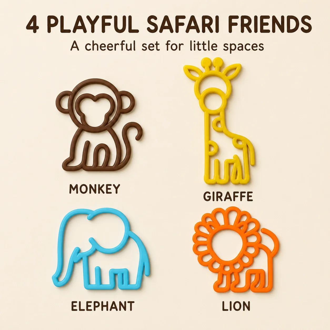 Pink Bnana Jungle Jamboree animal decor set of 4 detail view