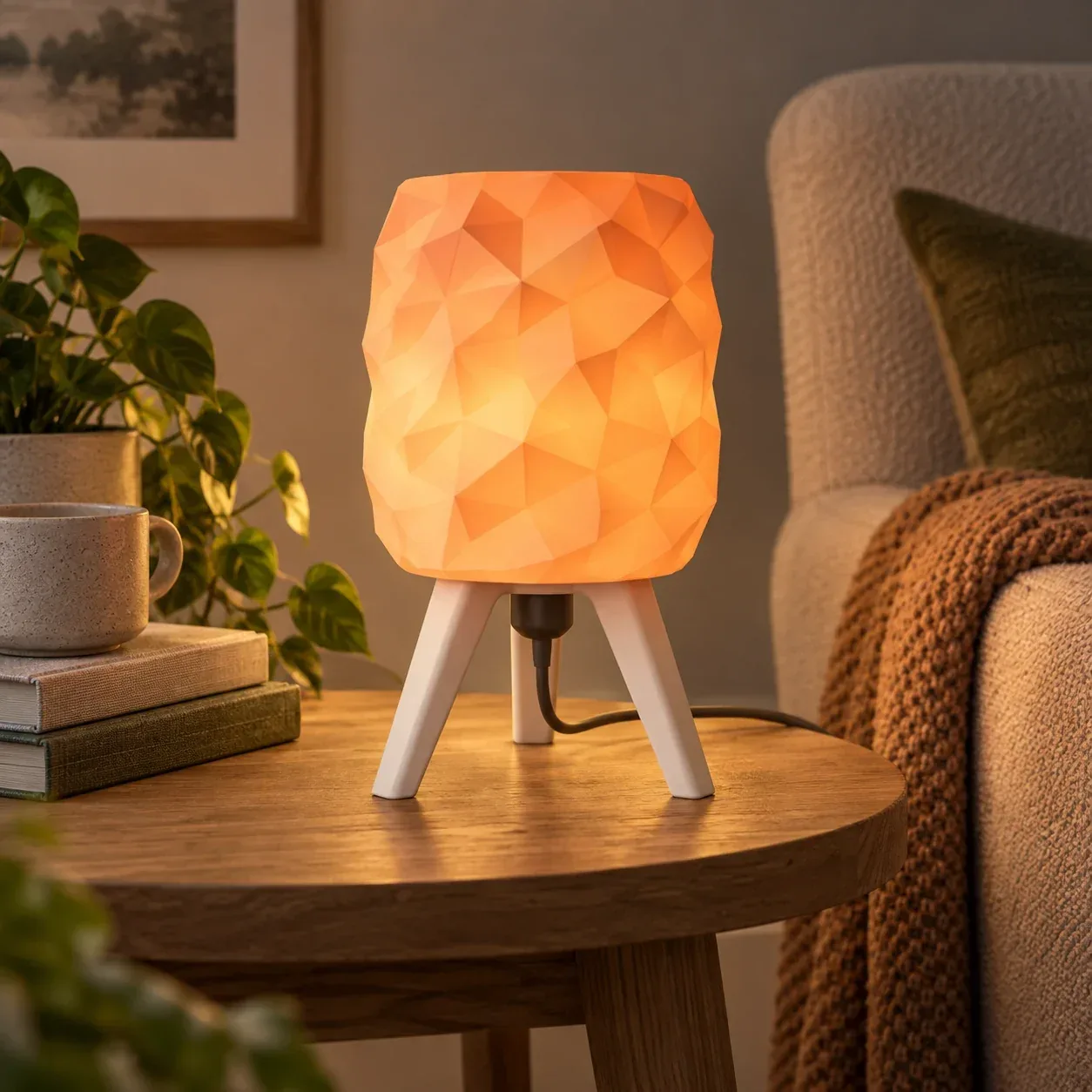 Hexa Tripod lamp with blue stand
