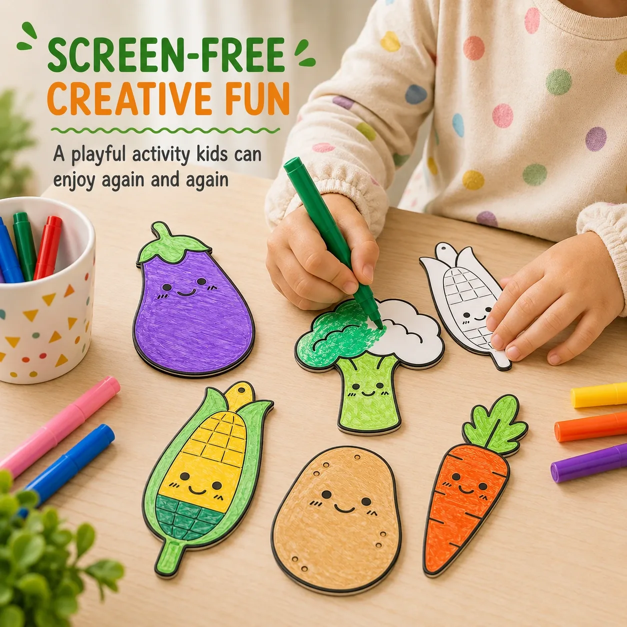 Pink Bnana Garden Giggles kids colouring kit detail view