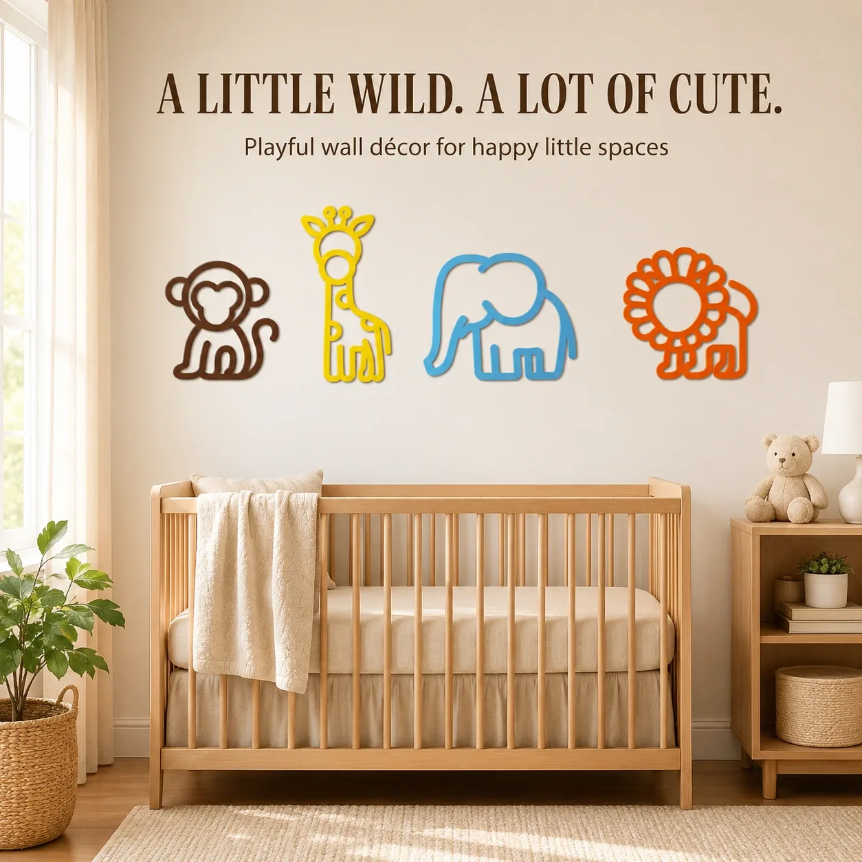 Pink Bnana Jungle Jamboree animal decor set of 4 detail view