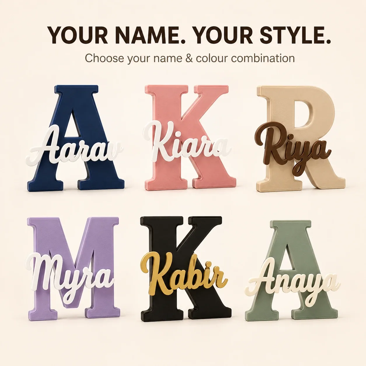 Pink Bnana personalised 3D kids name sign detail view