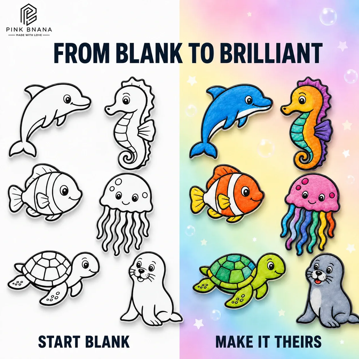 Pink Bnana Little Creators animal colouring activity kit detail view