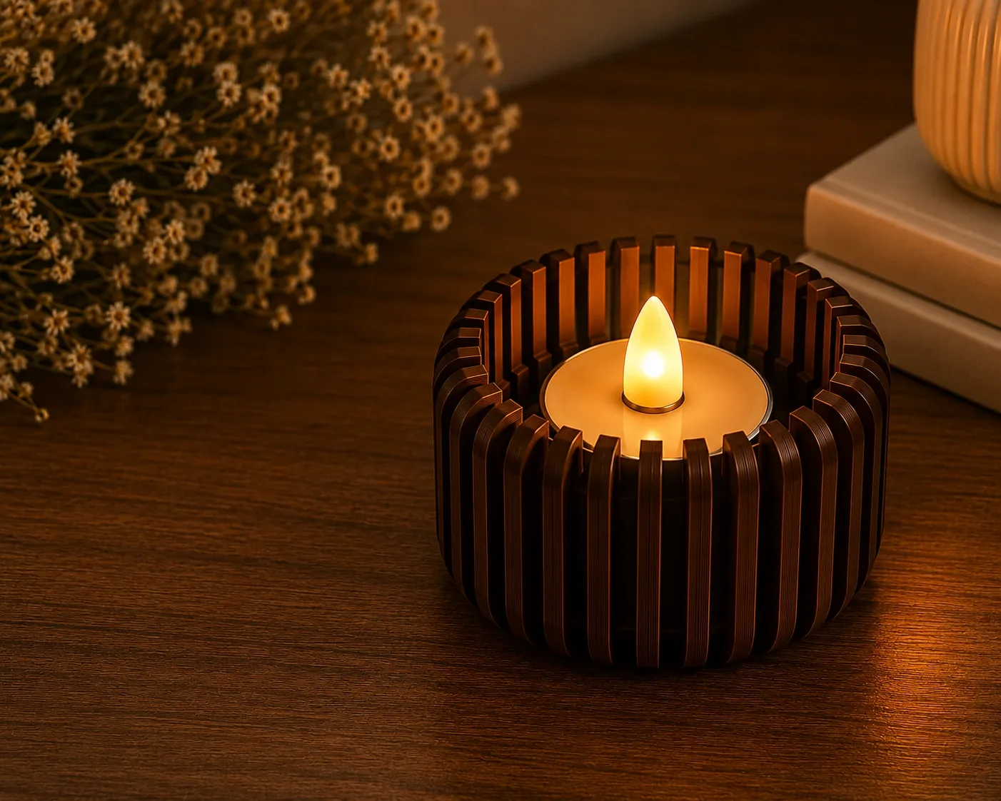 Pink Bnana Solace Glow modern LED tealight holder detail view
