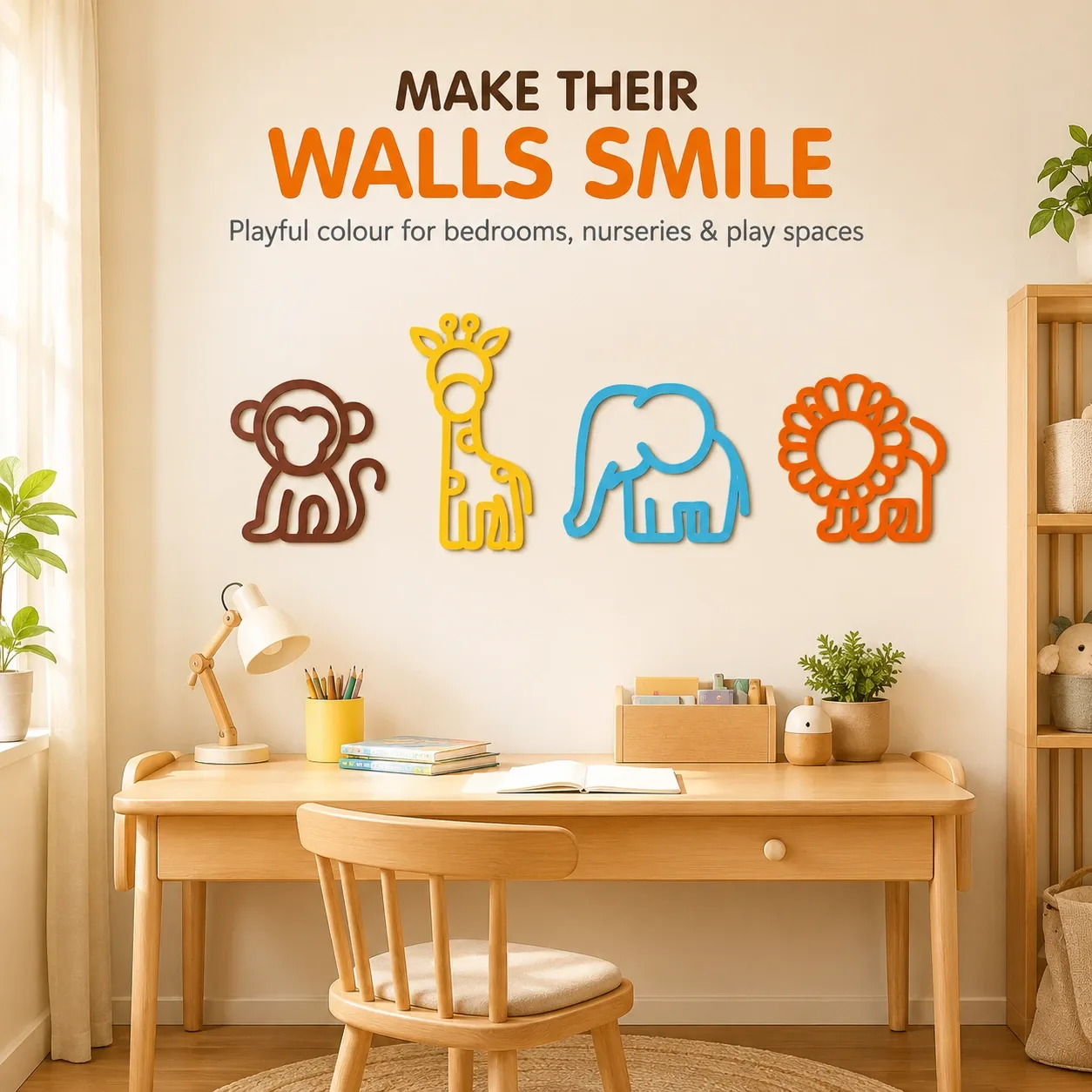 Pink Bnana Jungle Jamboree animal decor set of 4 detail view
