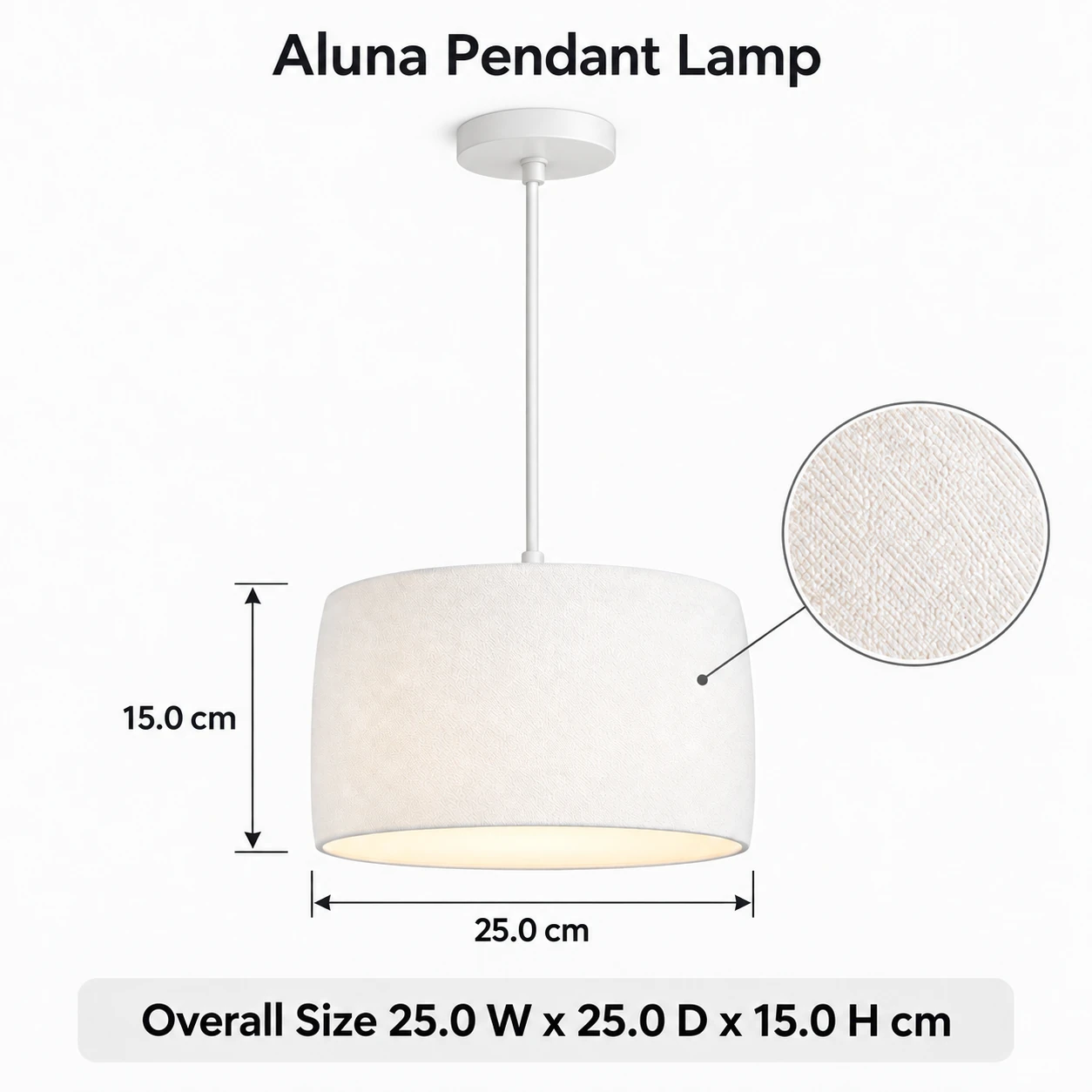 Pink Bnana Alune Pendant Lamp in white — shade measurements