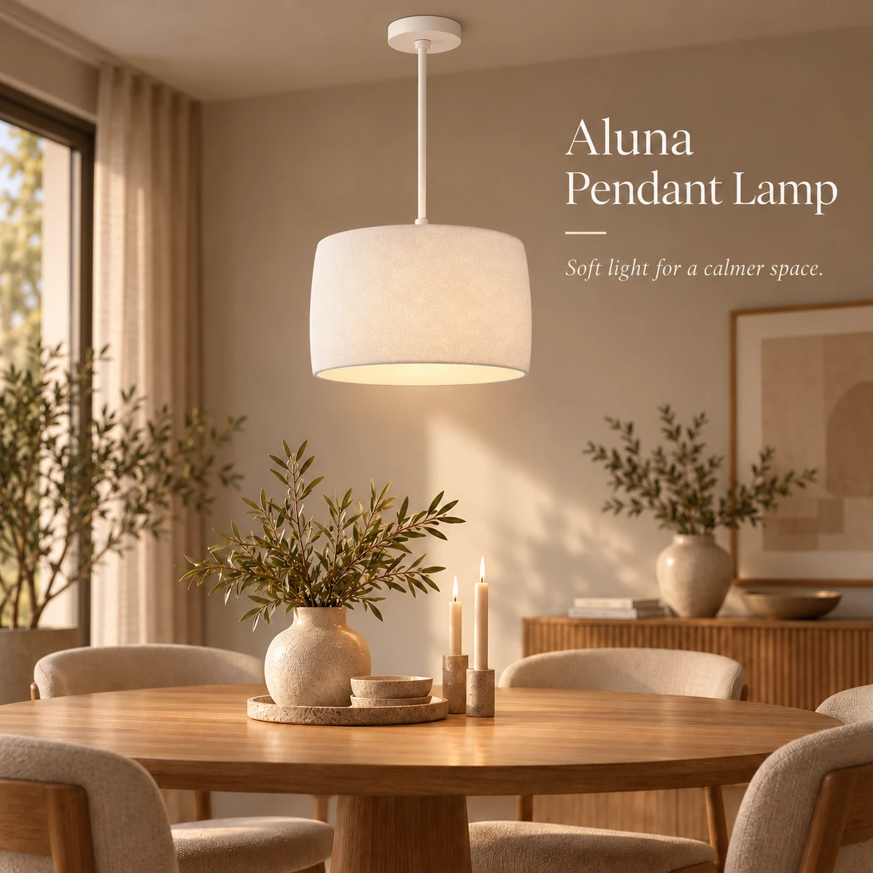 Pink Bnana Alune Pendant Lamp in white — dining room setting