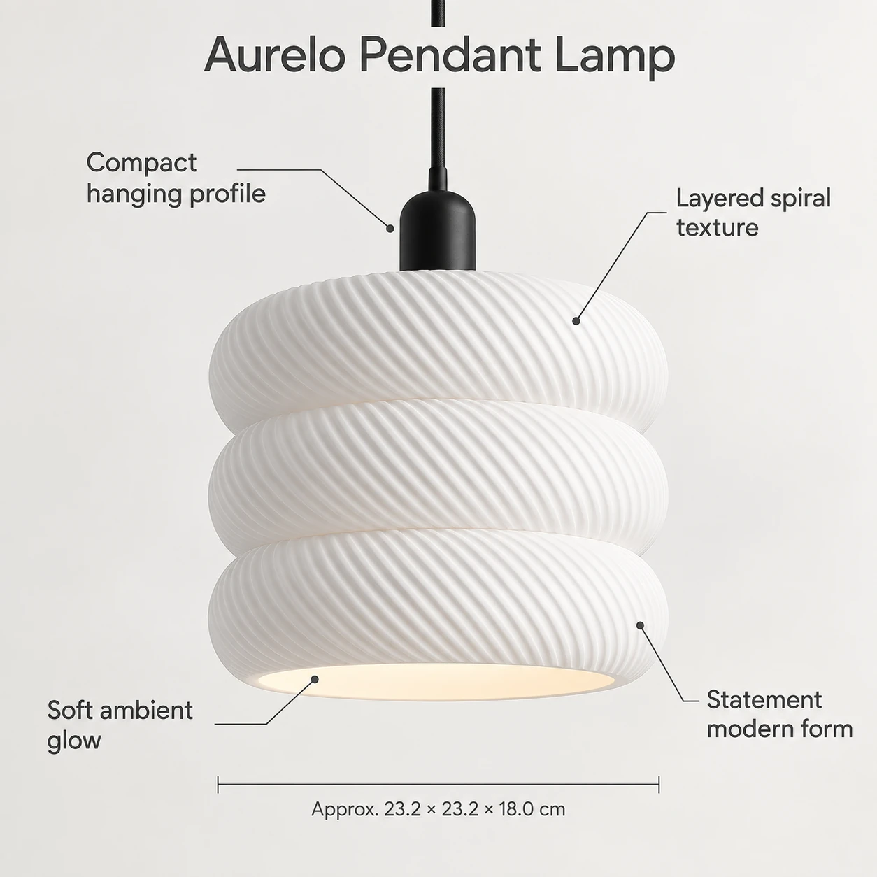 Pink Bnana Aurelo Pendant Lamp in white — shade details and design features