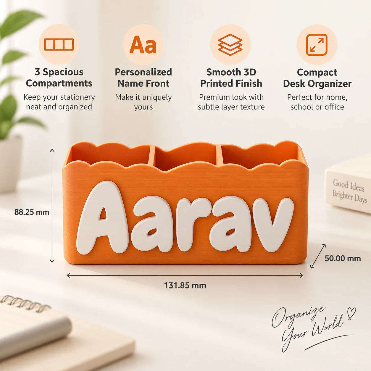 Personalised desk organizer colour view