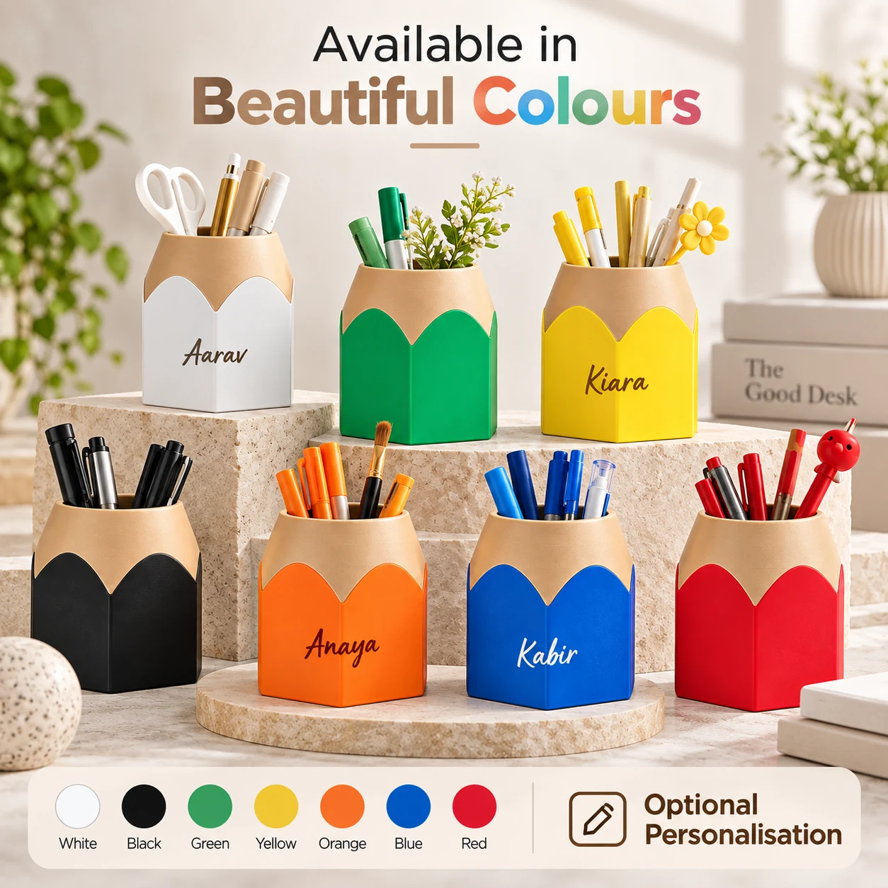 Pencil Pop kids pencil holder with colourful finishes and optional name personalisation
