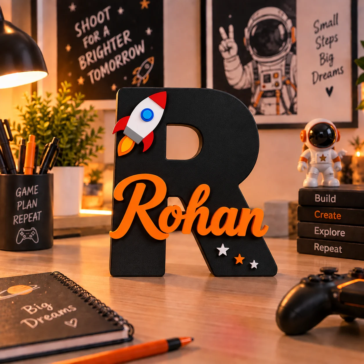 ThemeTale Personalized Name Sign astronaut theme