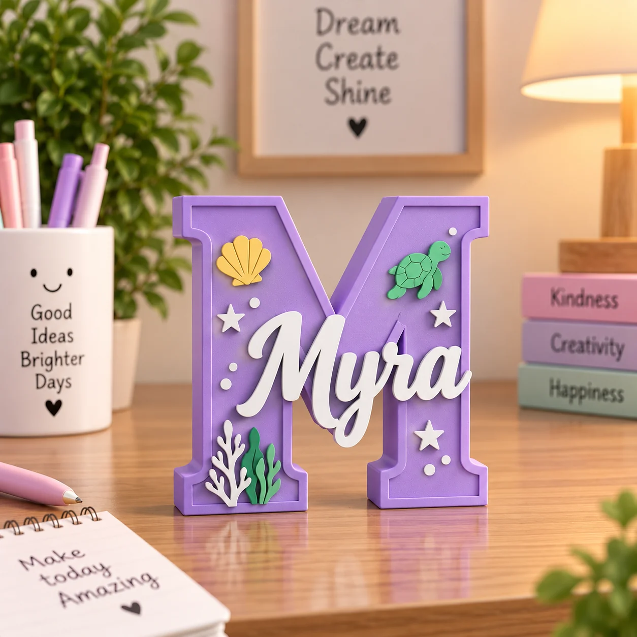 ThemeTale Personalized Name Sign flora theme in lavender