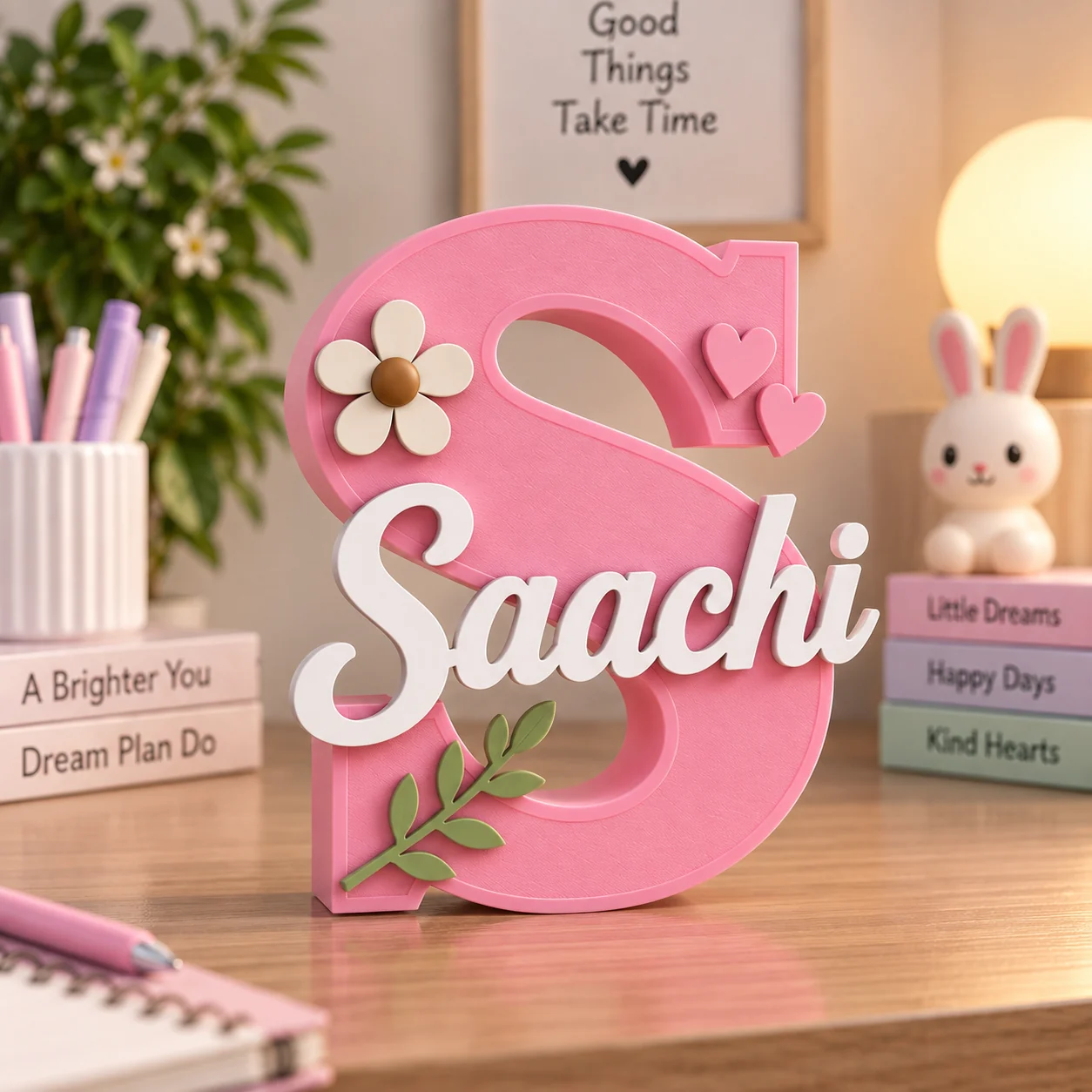 ThemeTale Personalized Name Sign flora theme in pink