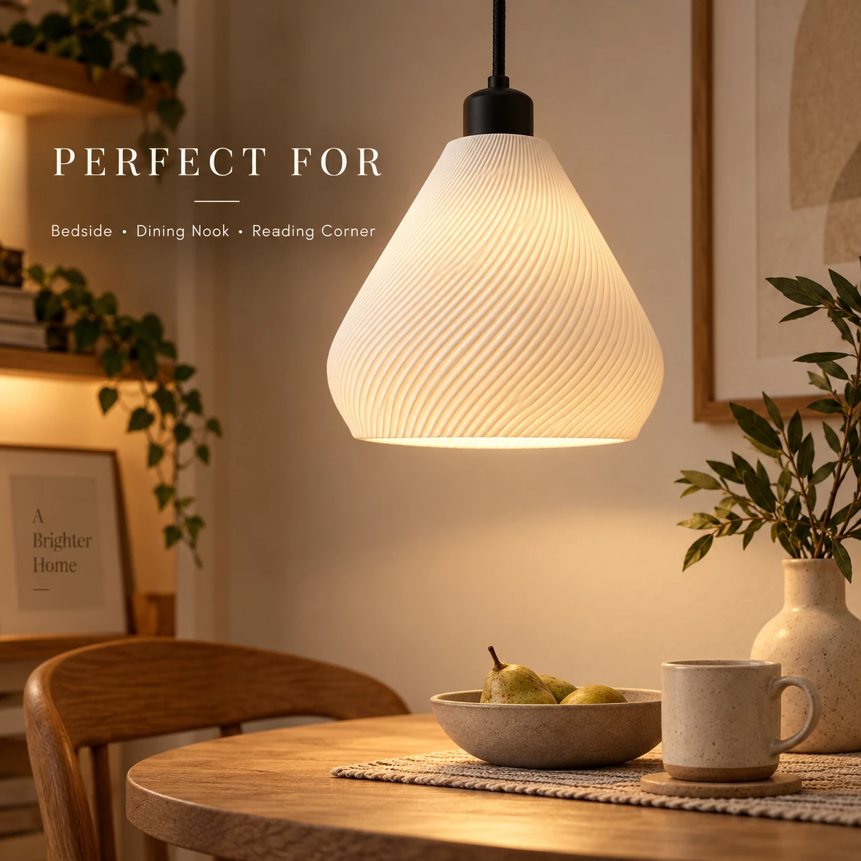 Pink Bnana Twirl Glow Pendant in white — home styling ideas