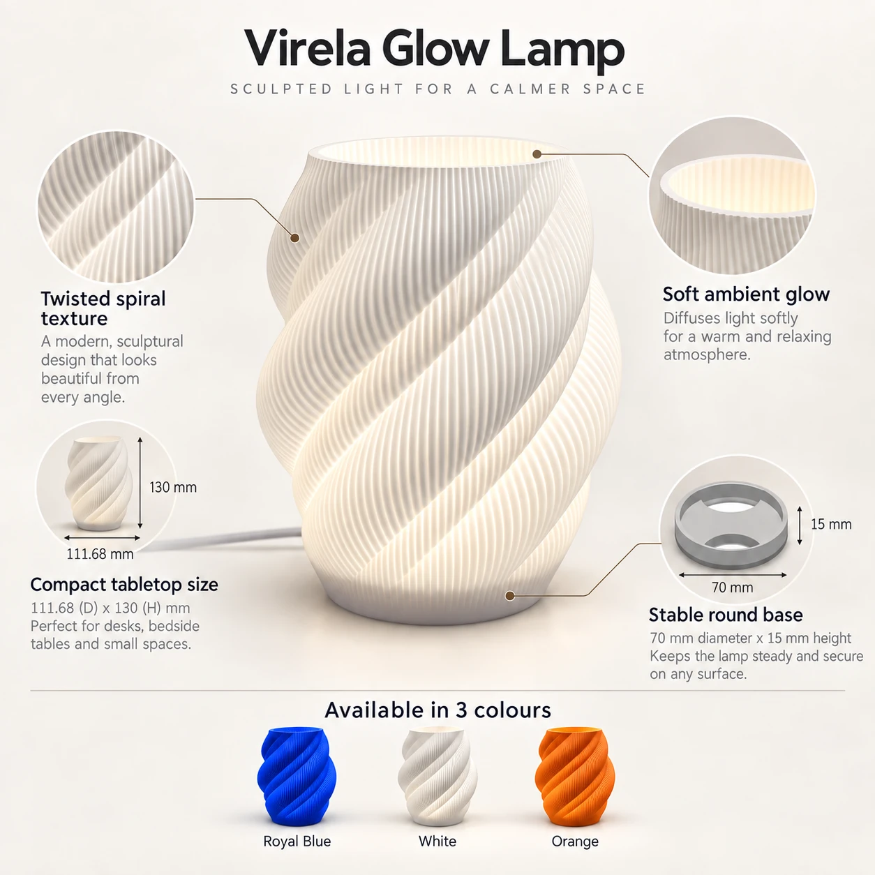 Pink Bnana Virela Glow Table Lamp colour options — shade details and design features