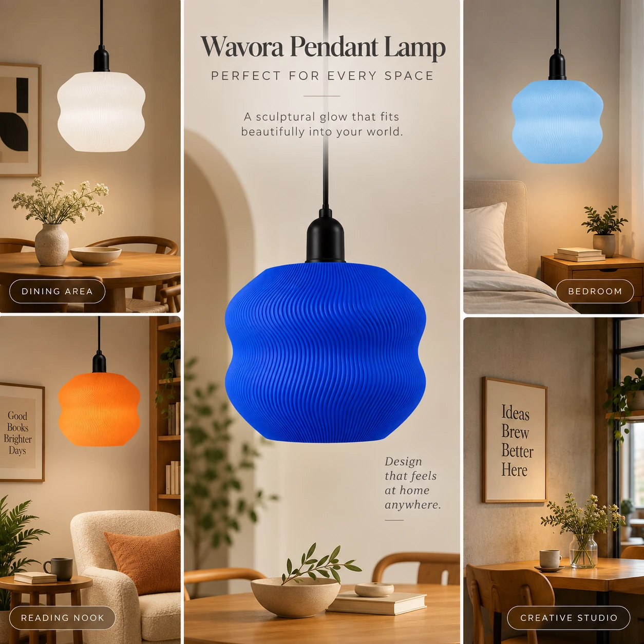 Pink Bnana Wavorra Pendant Lamp colour options — home styling ideas